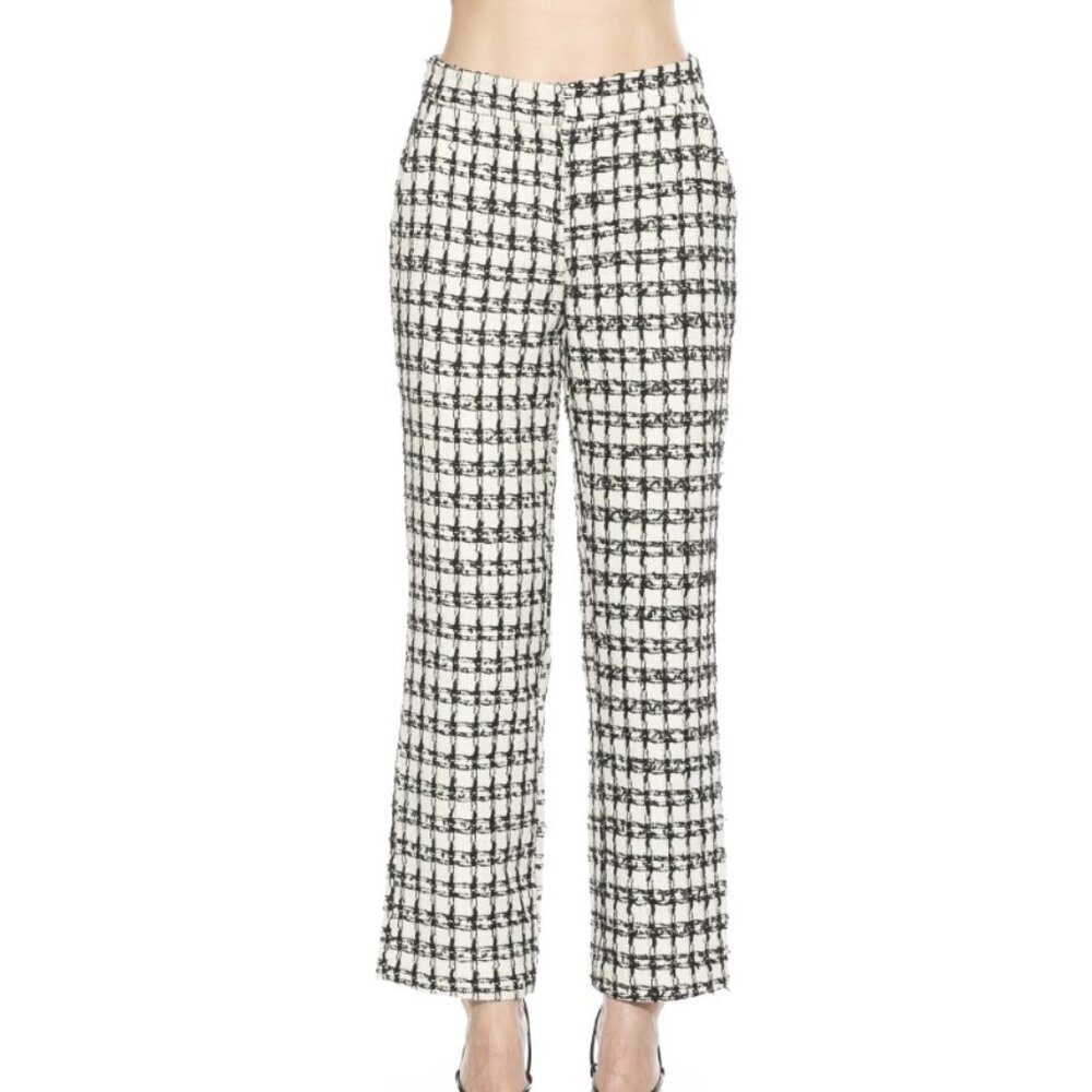 Alexia Admor High Waist Tweed Pants in Ivory Check